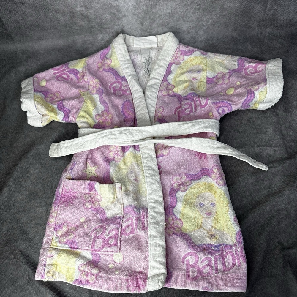 Vintage 1997 Barbie Robe Girls Sz Small 4-5 Toddler Cotton